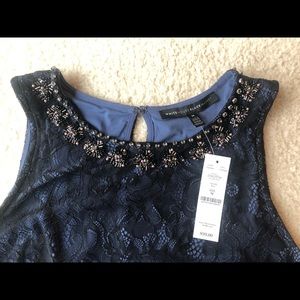 White House Black Market Black and Blue Lace Tank